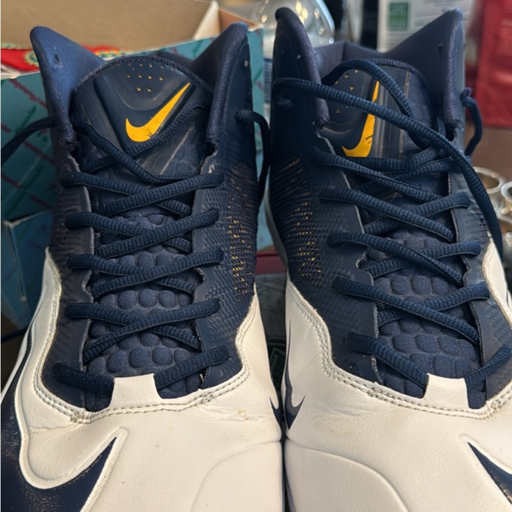 Nike Navy and White High-Tops with Yellow Accent